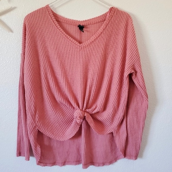wild fable Sweaters - Waffle V-Neck Sweater - Rose | Wild Fable 💗 EUC
